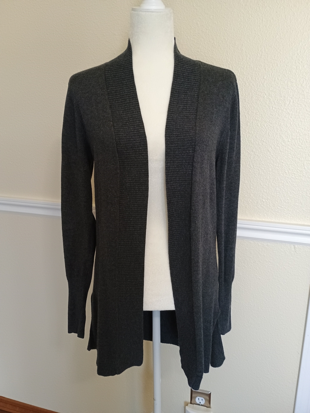 Worthington Dark Charcoal Open-Front Cardigan